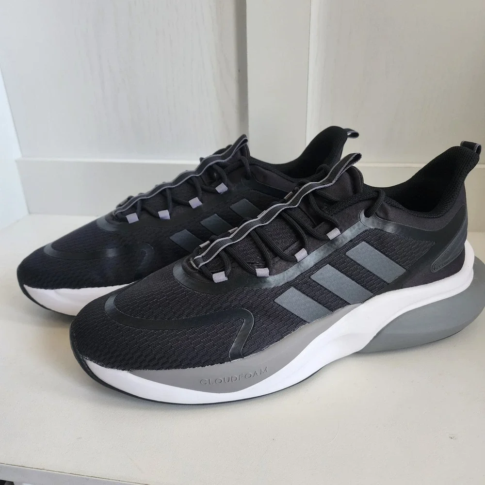 Adidas Cloudfoam Bounce Mens 13.5 Running Shoes Black Gray Athletic Sneakers